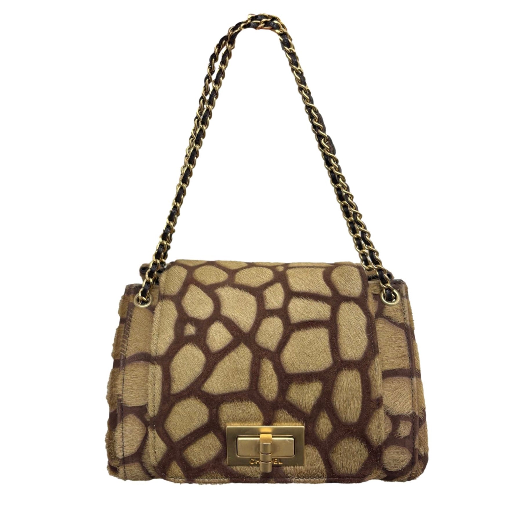 Chanel Tan Giraffe Calf-Hair Chain Bag
