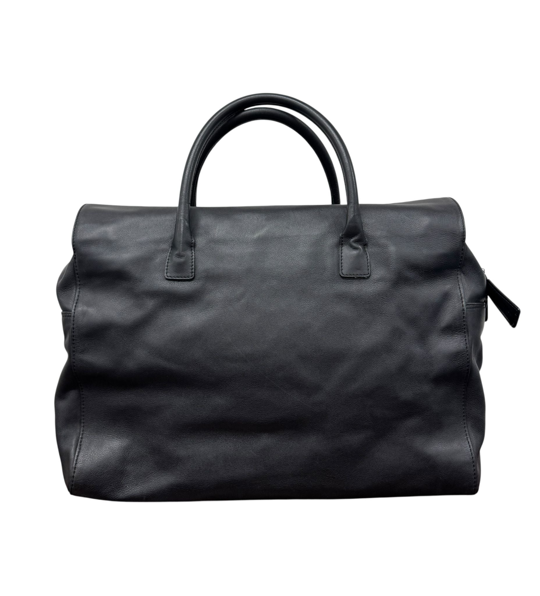 Chanel Black Logo Jumbo Shoulder Duffle