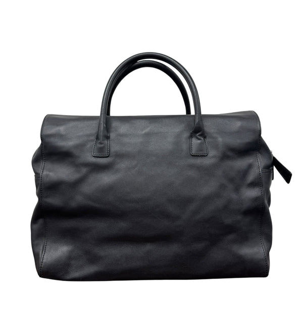 Chanel Black Logo Jumbo Shoulder Duffle