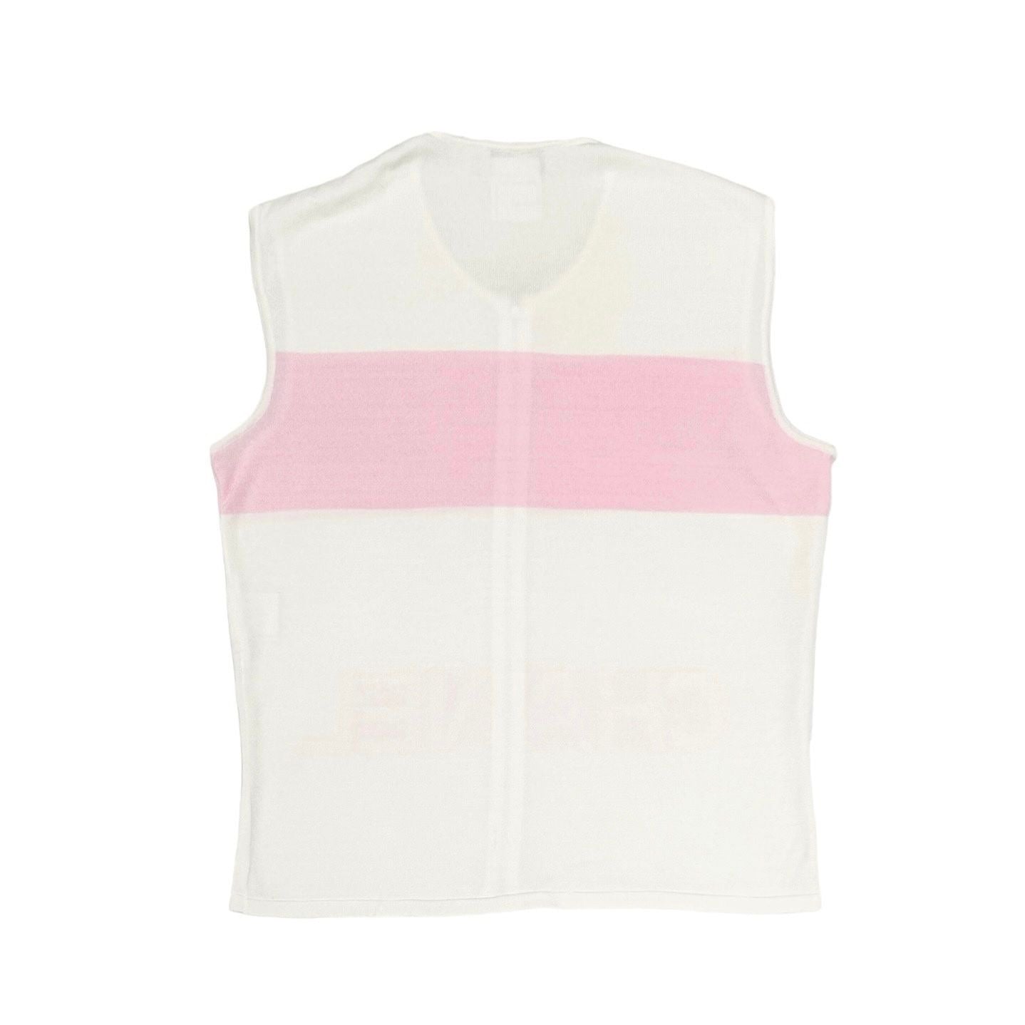 Chanel Pink + White Zipper Tank Top