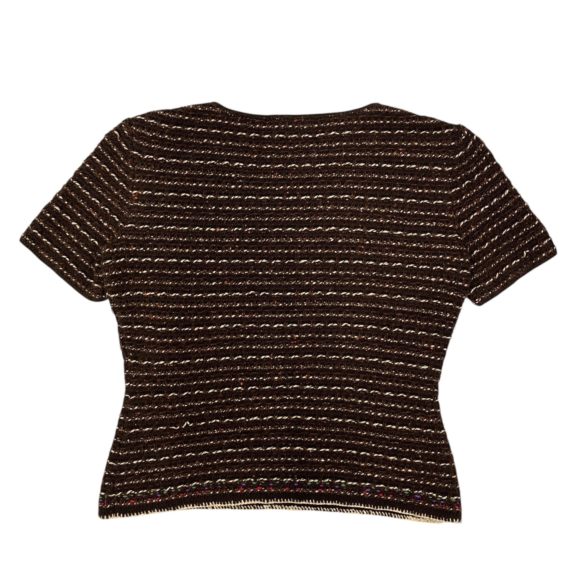Chanel Brown Tweed Short Sleeve Logo Top