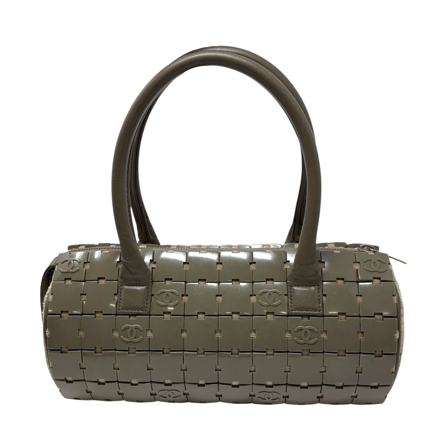 Chanel Grey Logo Cylinder Shoulder Bag