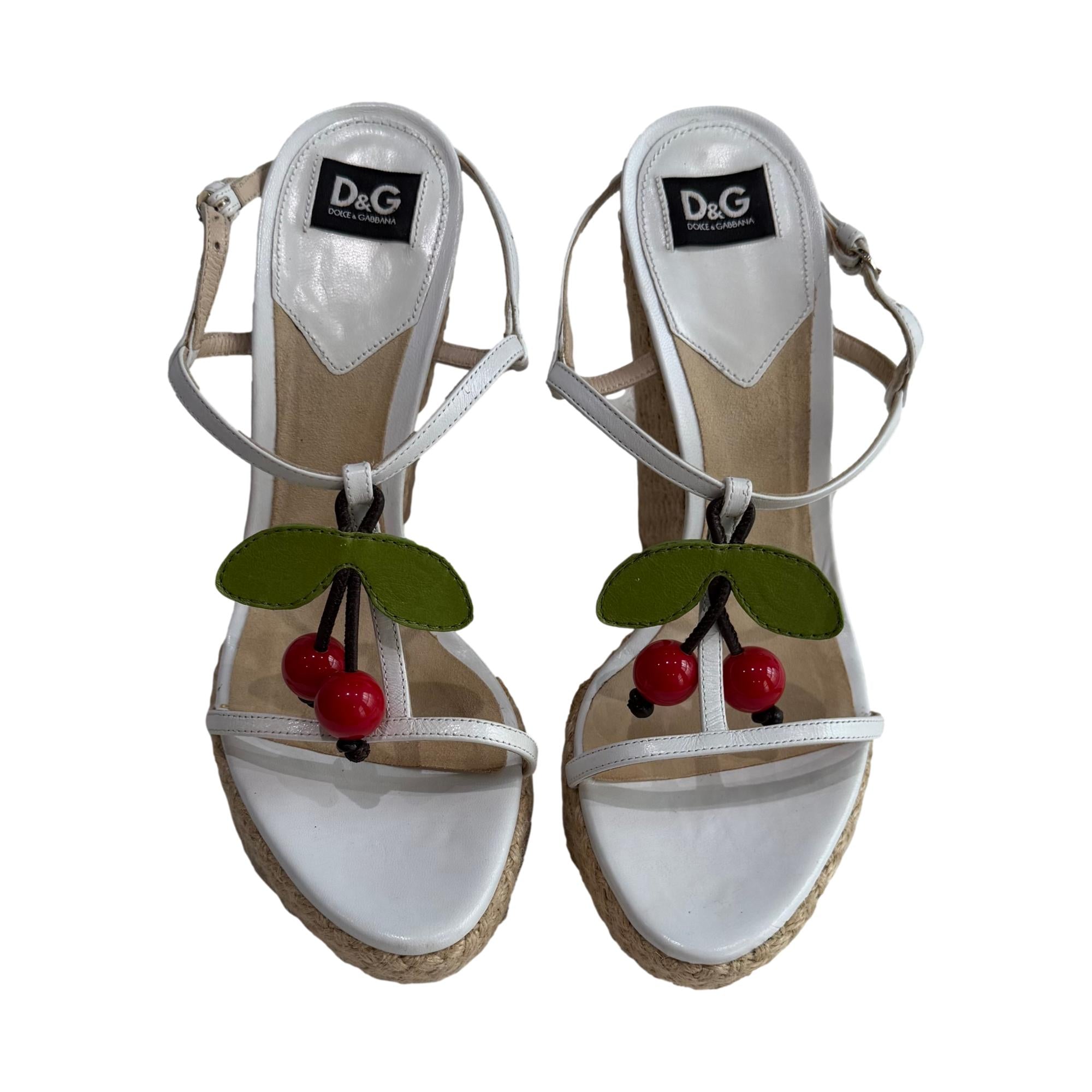 Dolce & Gabbana Cherry Woven Wedges