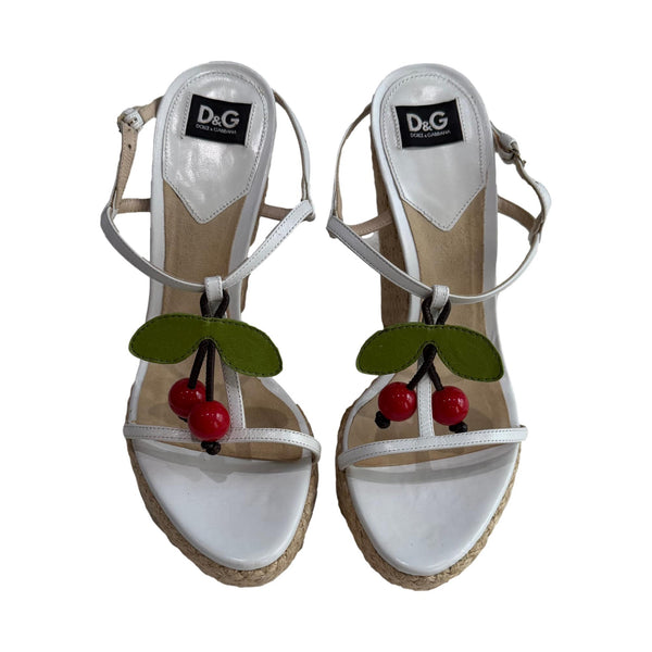 Dolce & Gabbana Cherry Woven Wedges