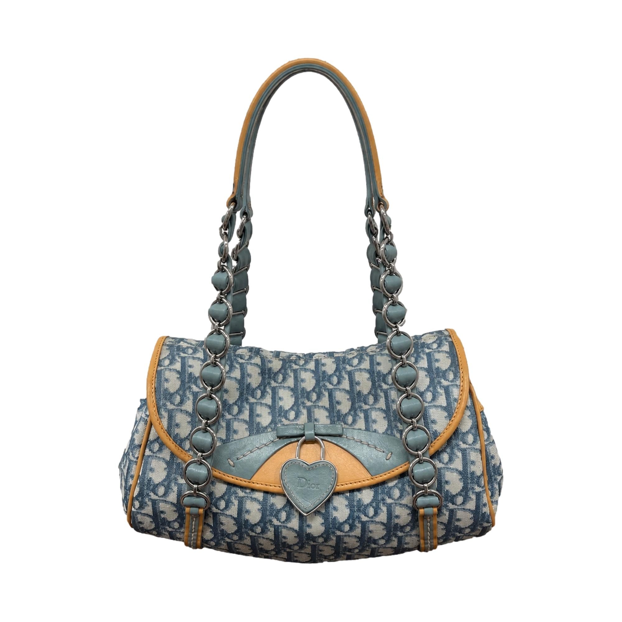 Dior Blue Heart Logo Shoulder Bag