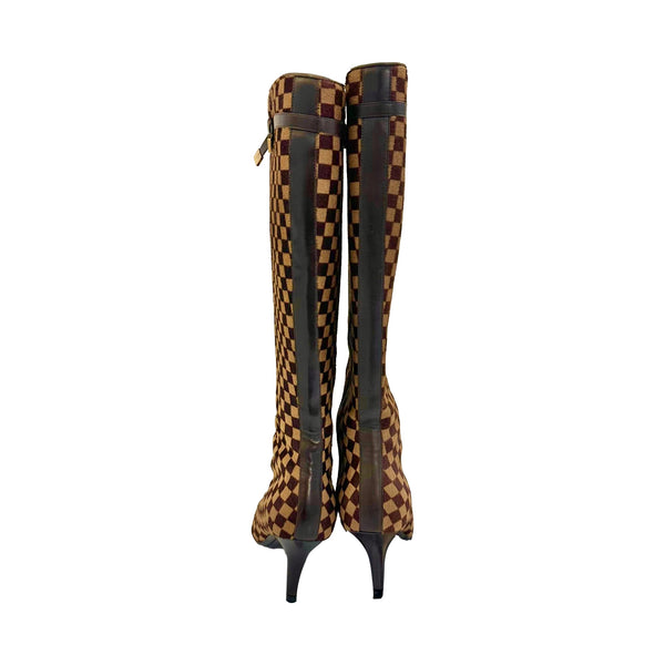 Louis Vuitton Damier Calf Hair Knee High Boots