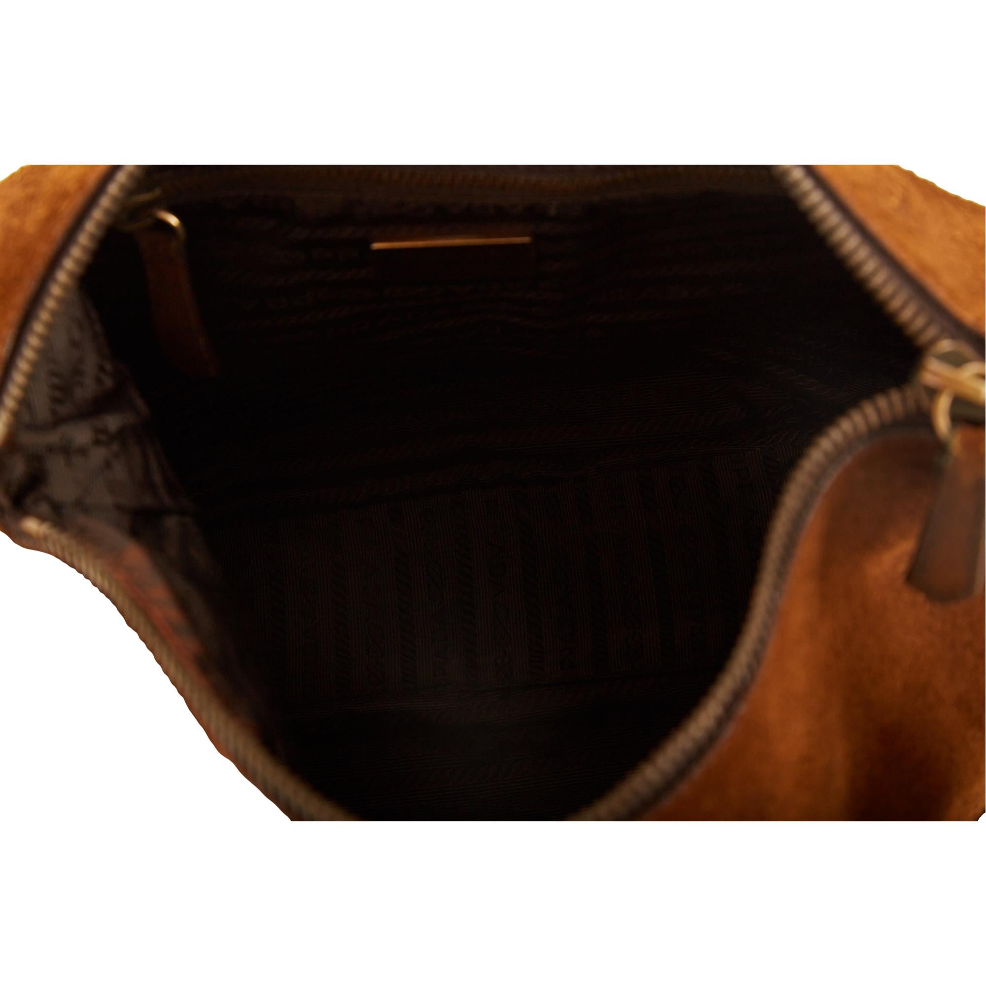 Prada Brown Suede Shoulder Bag