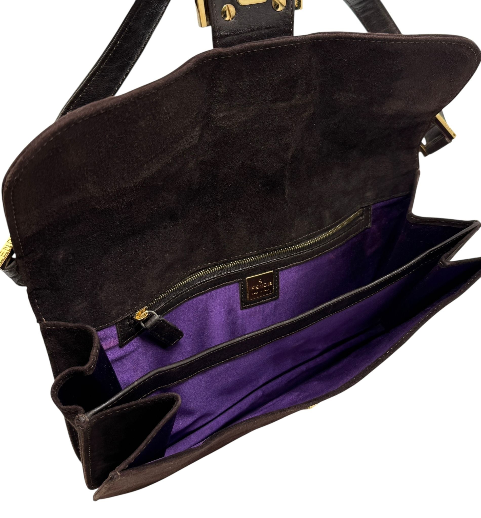 Fendi Brown Suede Baguette Bag