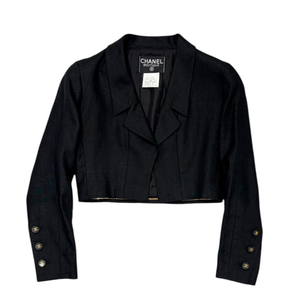 Chanel '95 Black Cropped Linen Jacket