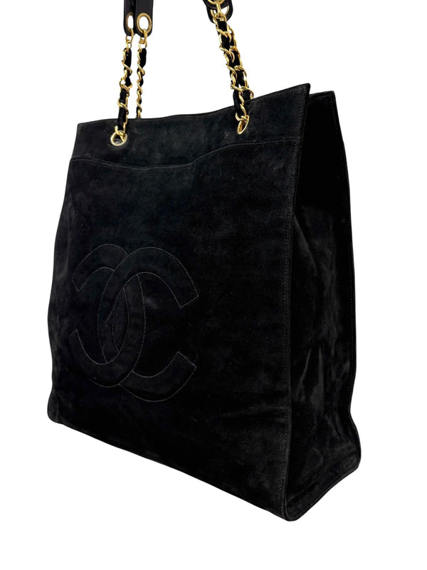 Chanel Black Suede Shoulder Tote