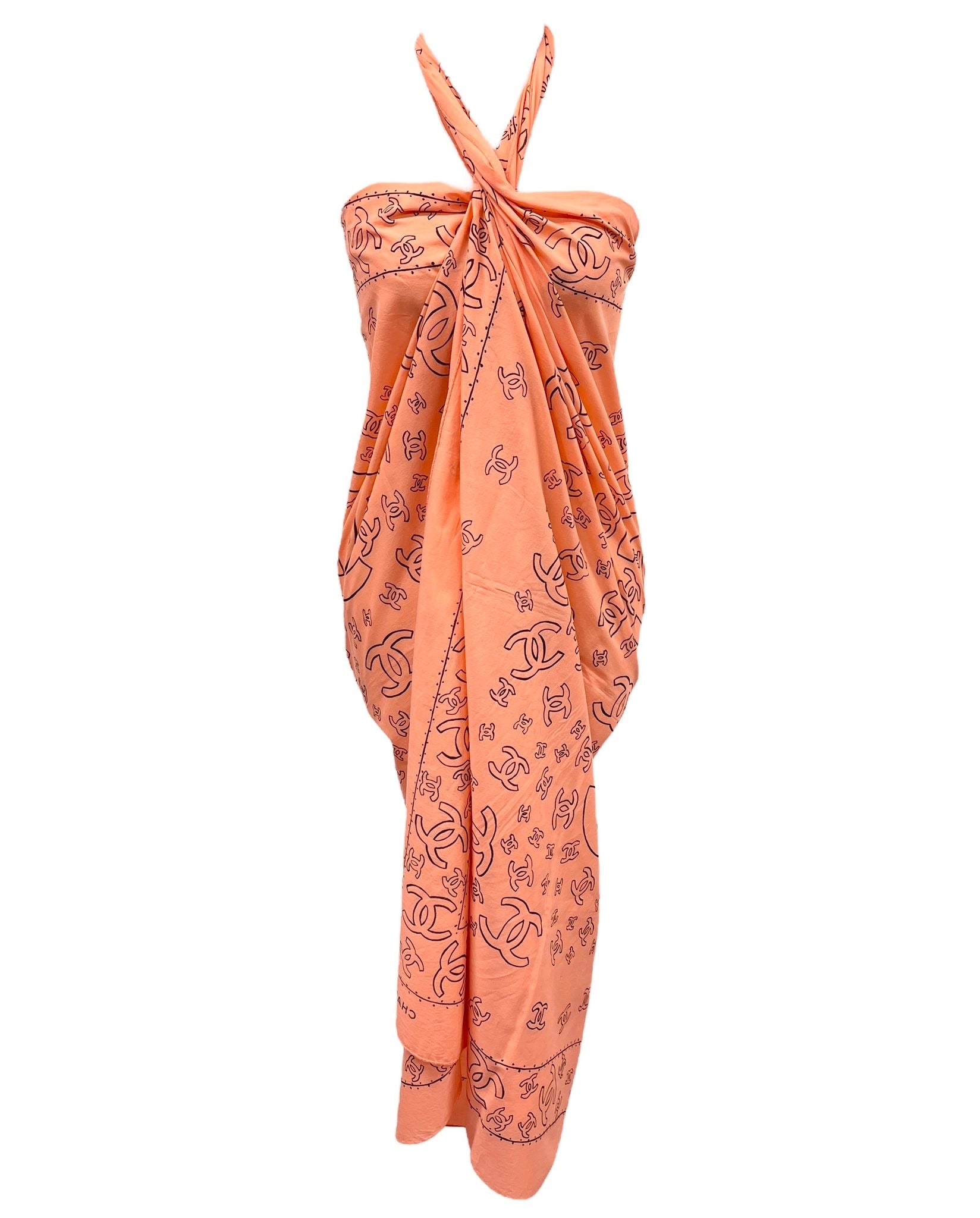 Chanel Orange Jumbo Logo Scarf