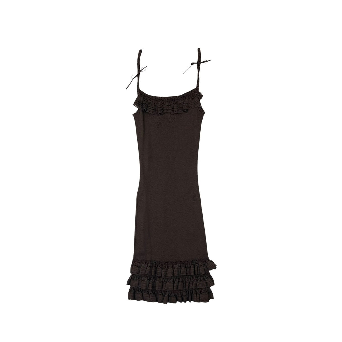 Dior Brown Knit Ruffle Dress