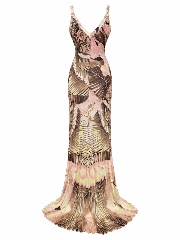 Roberto Cavalli Floor Length Lace Up Dress