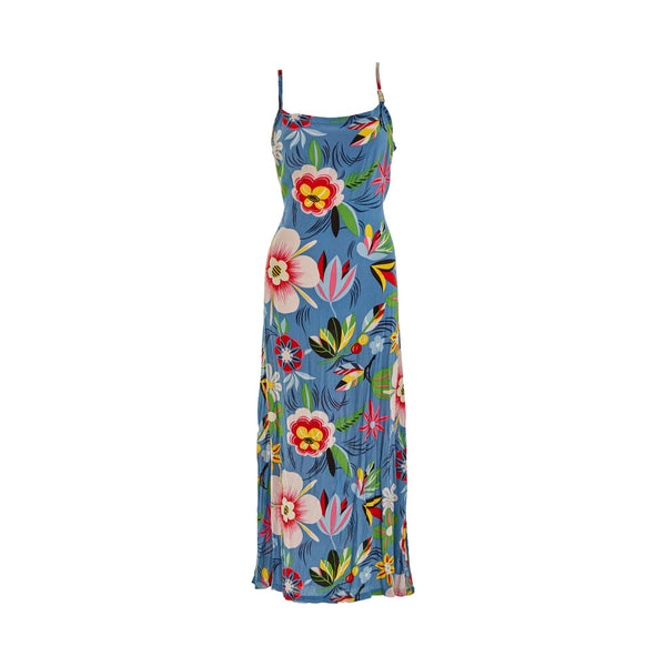 Gucci x Tom Ford Blue Floral Maxi Dress