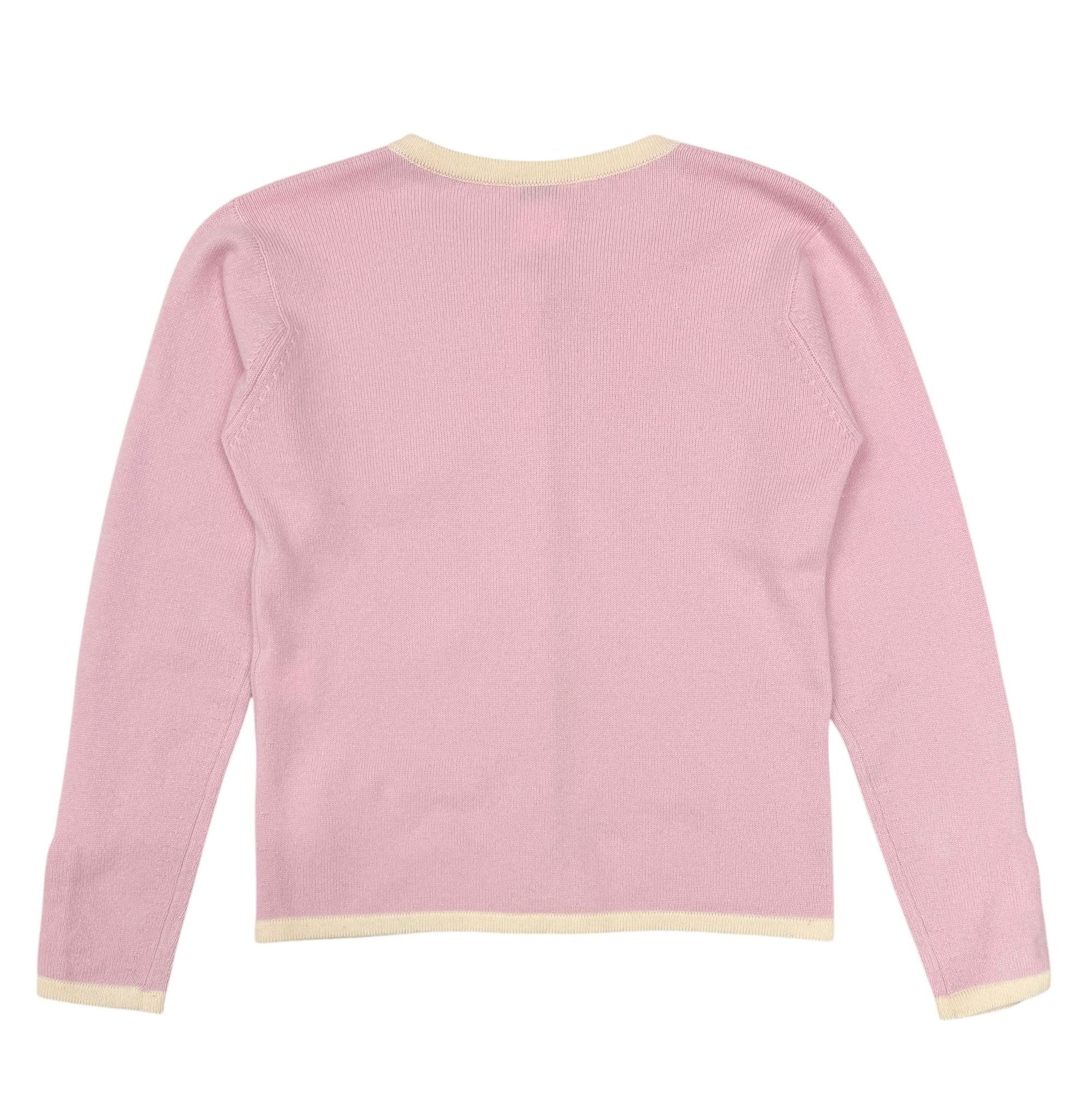 Chanel Pink Logo Button Cardigan