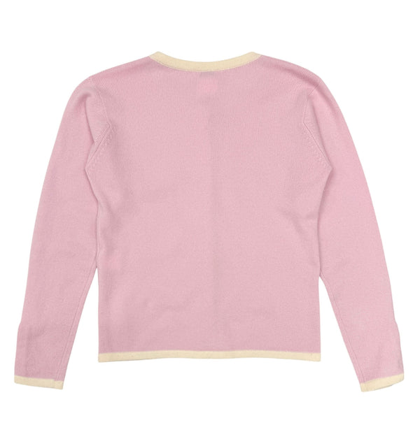 Chanel Pink Logo Button Cardigan