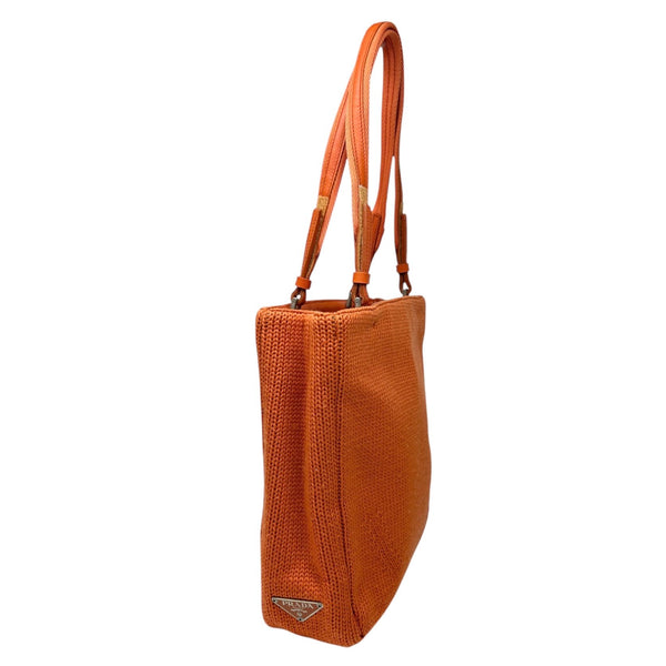 Prada Orange Knit Logo Shoulder Bag