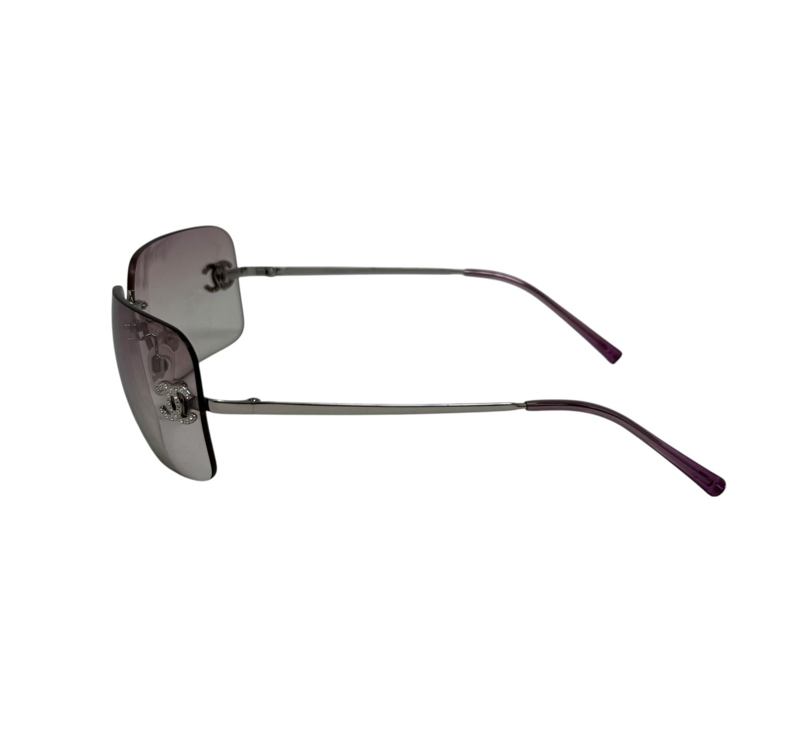 Chanel Pink Rhinestone Rimless Sunglasses