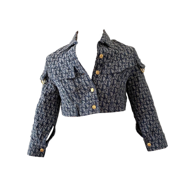 Dior Navy Cropped Belted Jacket