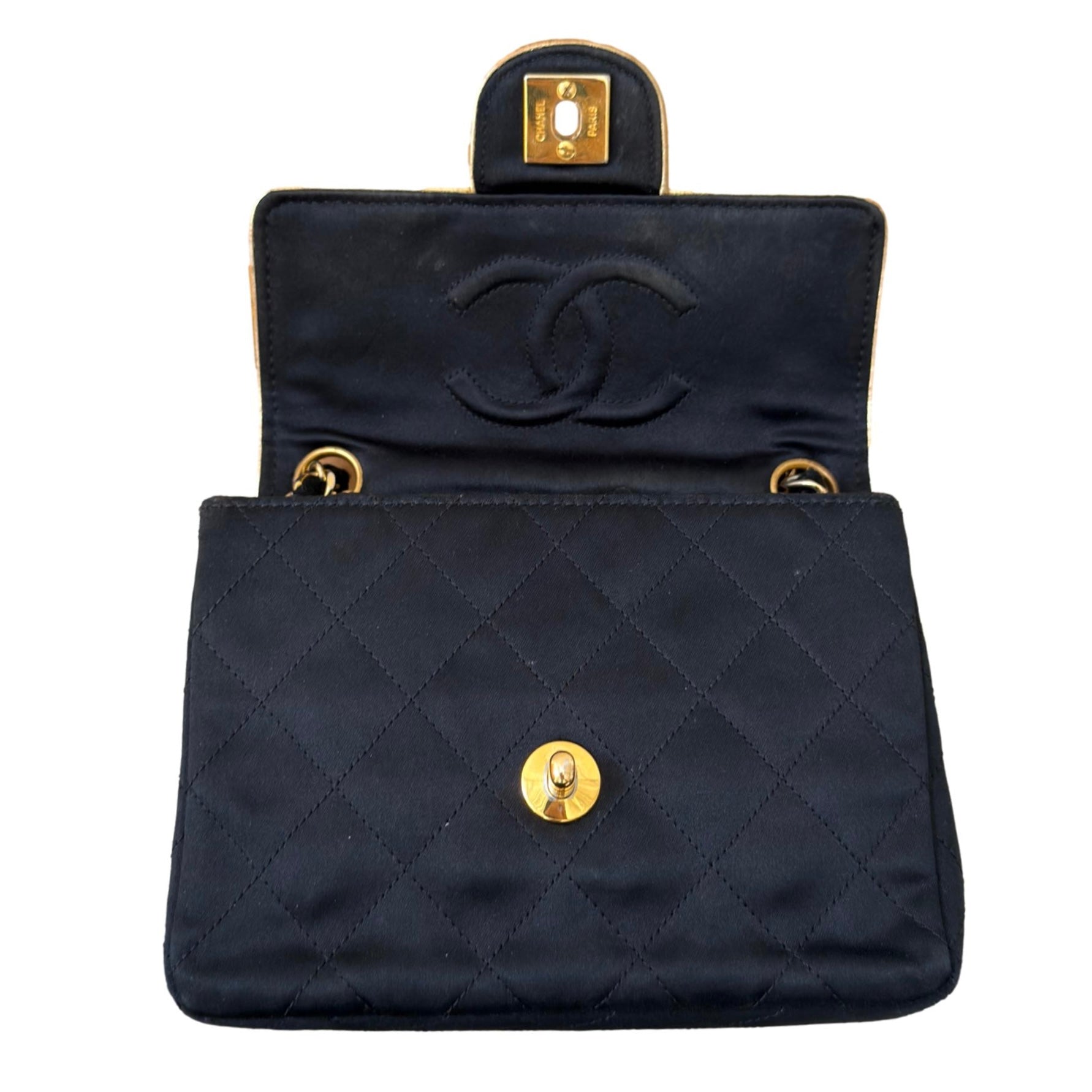 Chanel Black Satin Mini Flap Bag