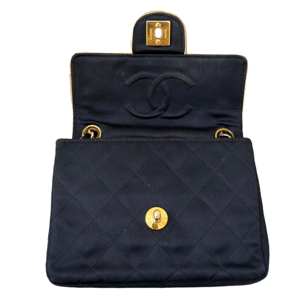 Chanel Black Satin Mini Flap Bag