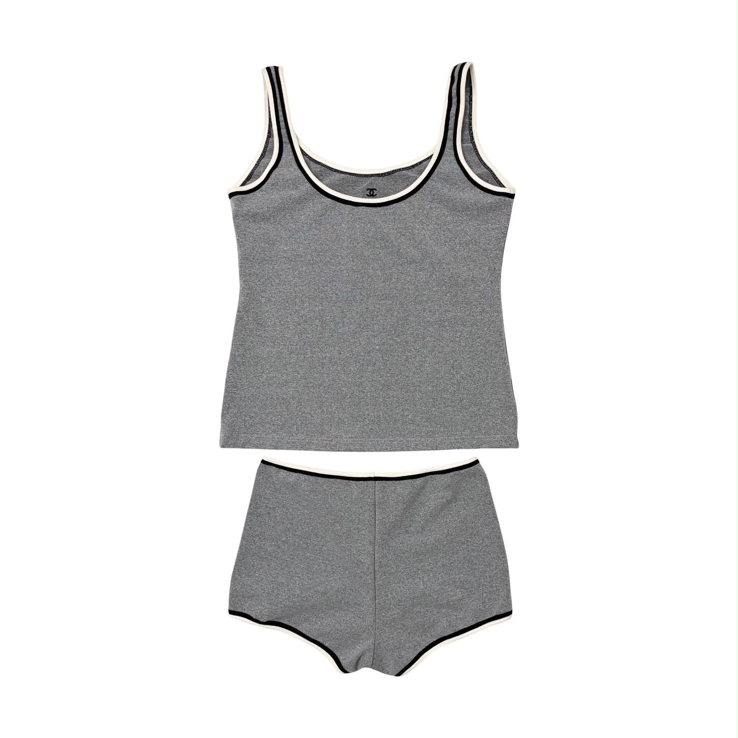 Chanel Grey Logo Short Set