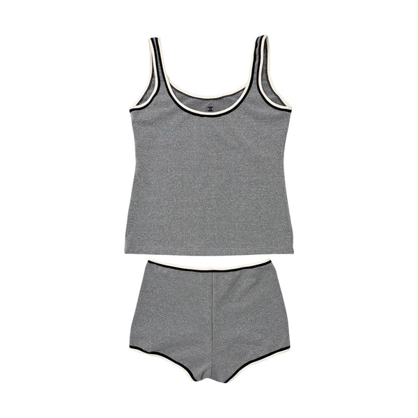 Chanel Grey Logo Short Set