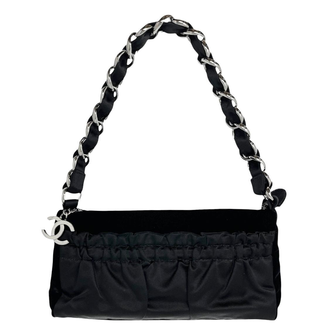 Chanel Black Velvet/Satin Chain Mini Bag