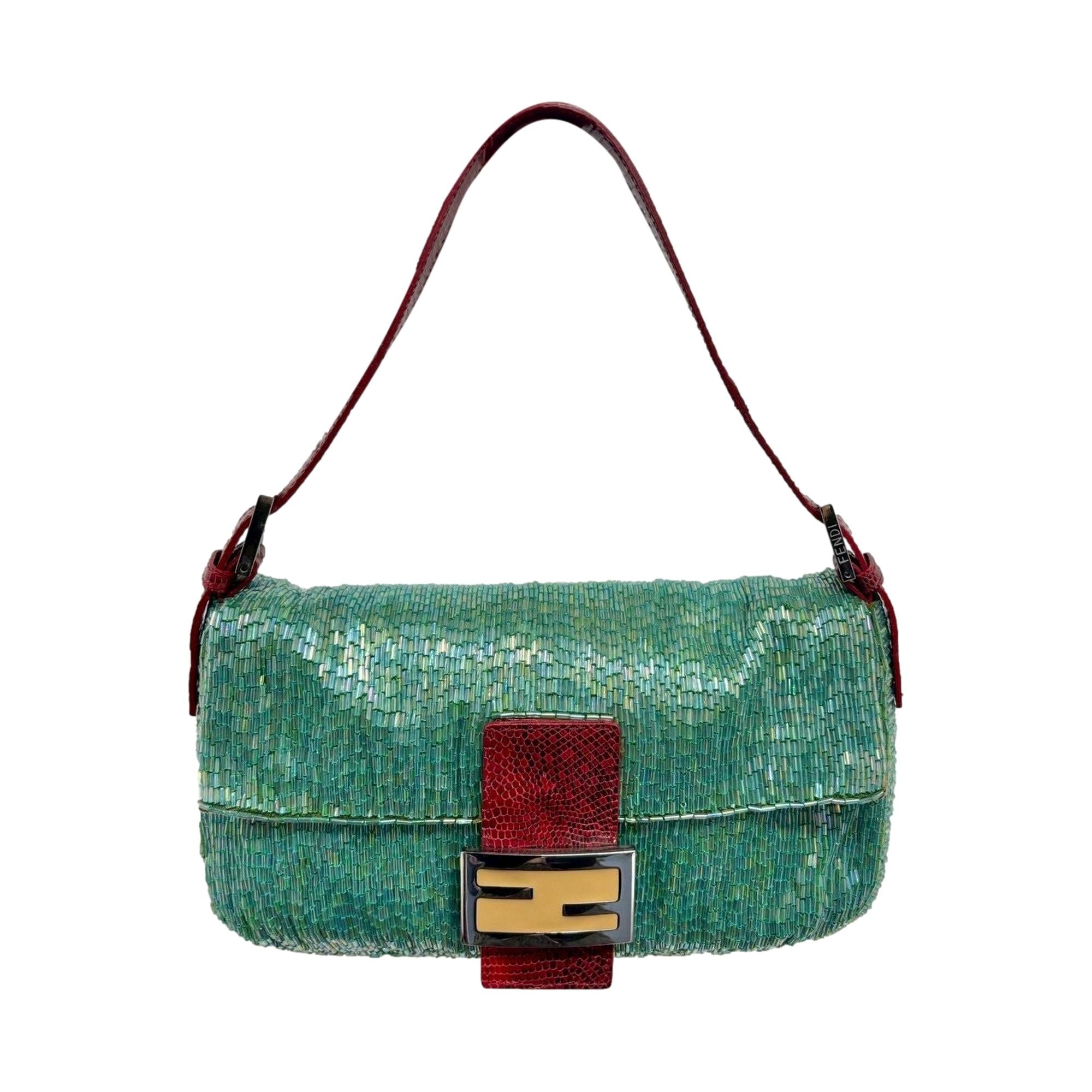 Fendi Green Beaded Baguette