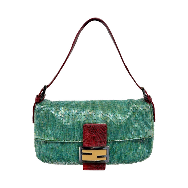 Fendi Green Beaded Baguette