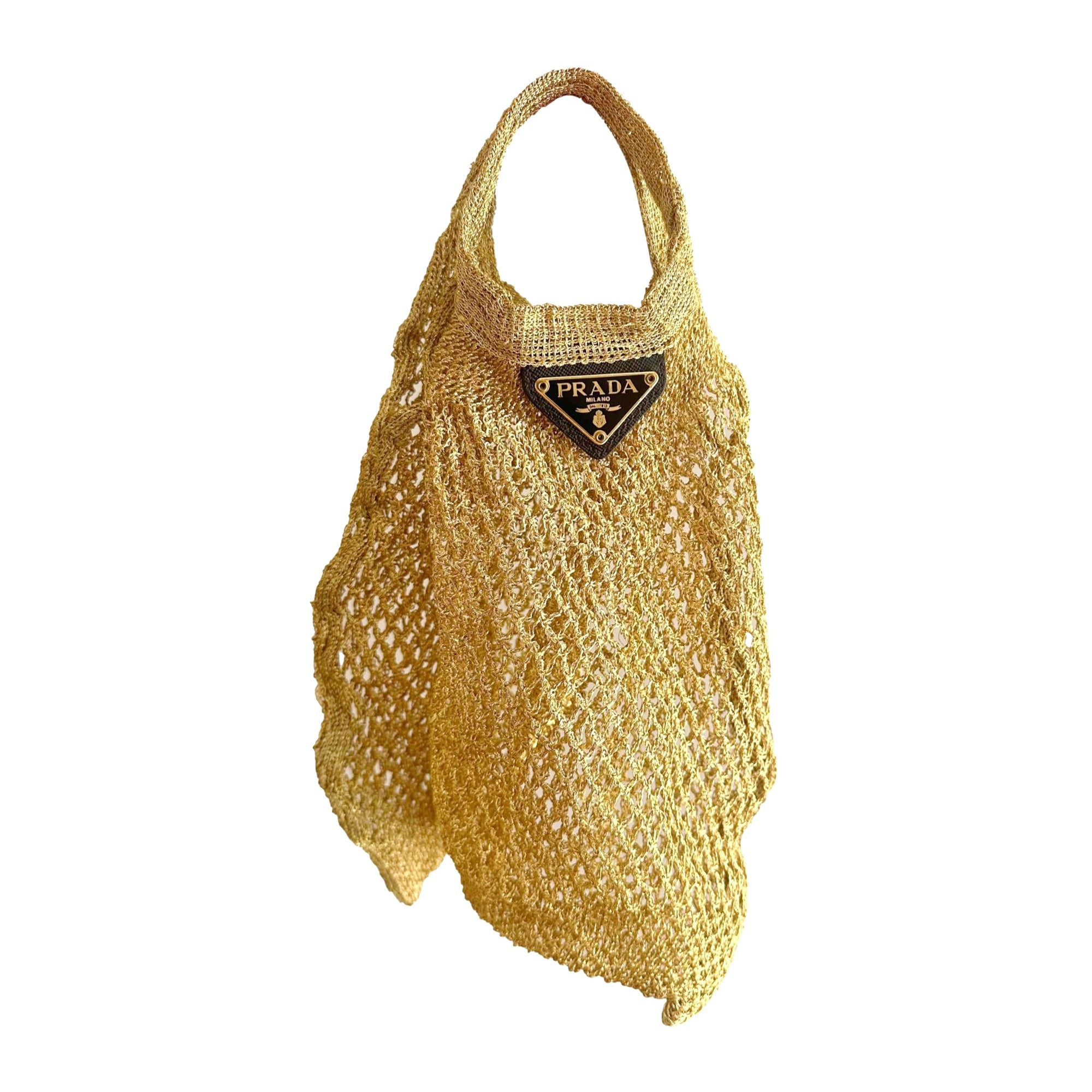 Prada Gold Woven Market Bag