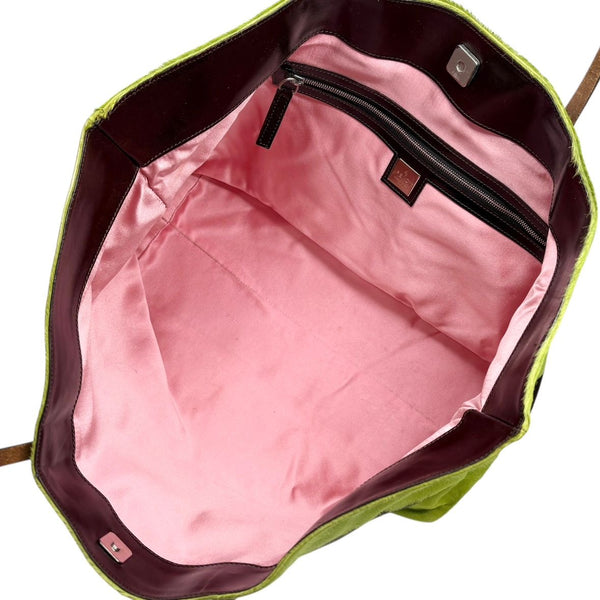 Fendi Lime Green Cow Print Shoudler Bag