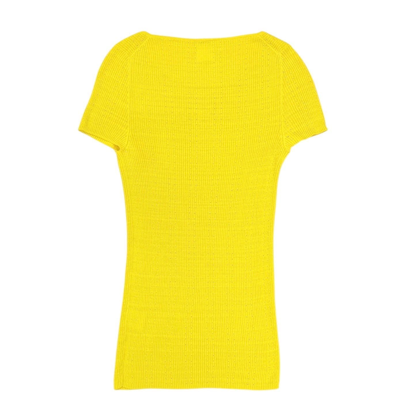 Chanel Yellow Ribbed Logo Top