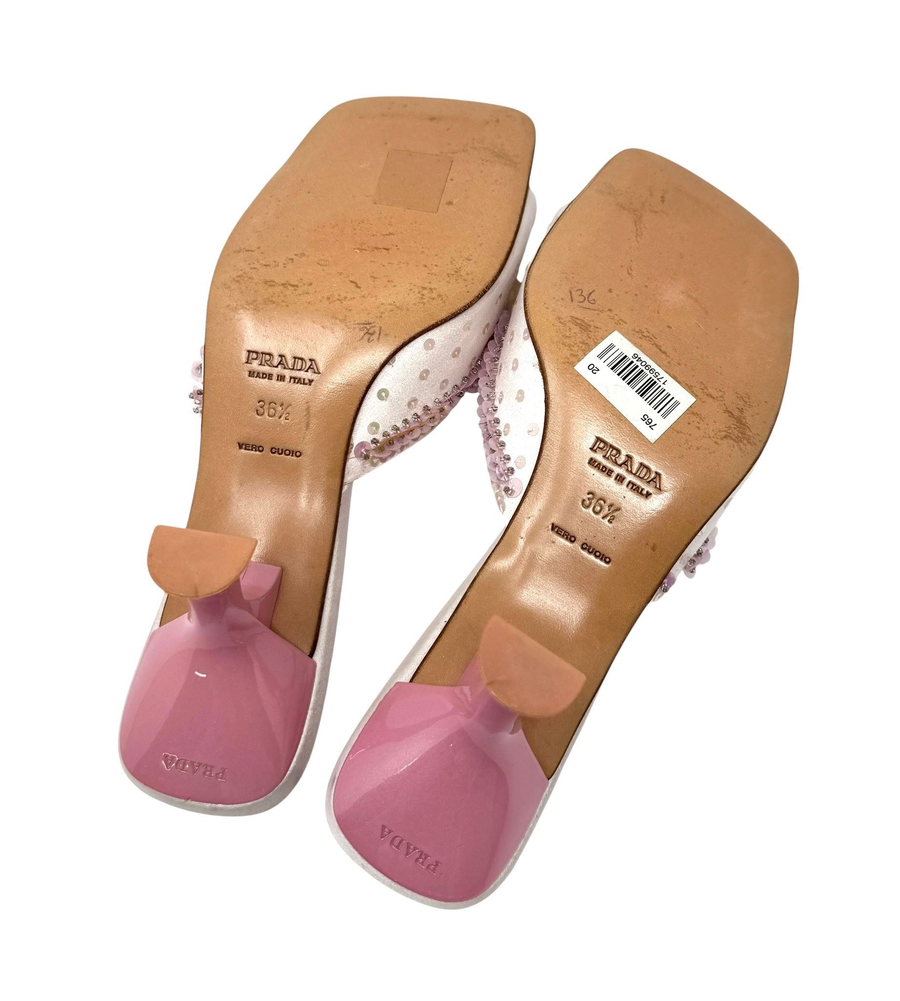 Prada Pink Satin Sequin Heels