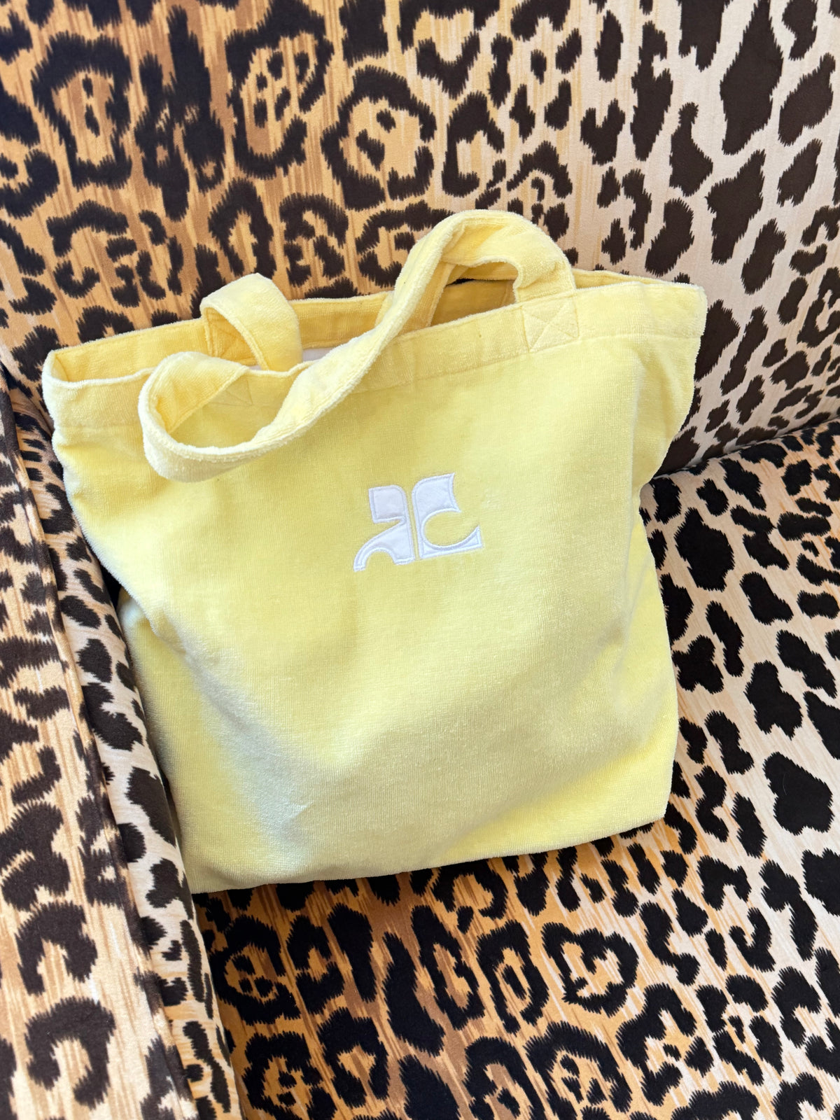 Courreges Yellow Terry Cloth Tote