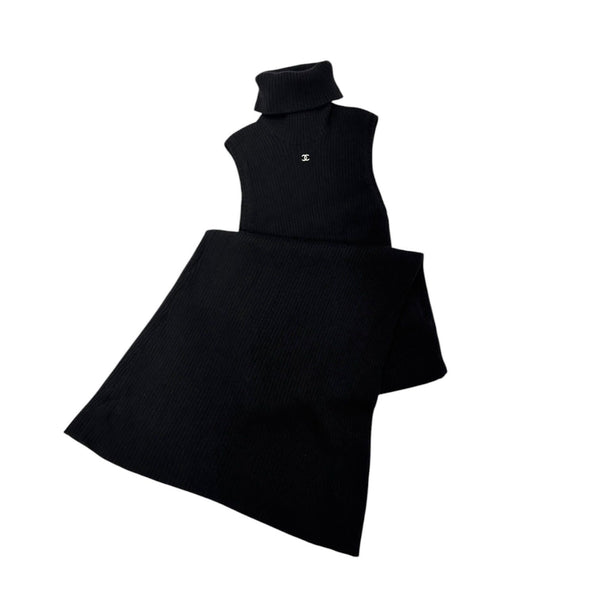 Chanel Black Ribbed Maxi Dress