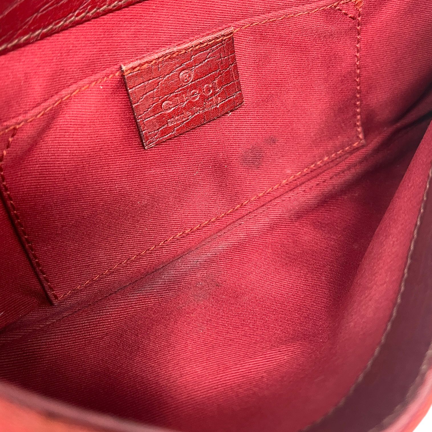 Gucci Red Logo Horsebit Shoulder Bag
