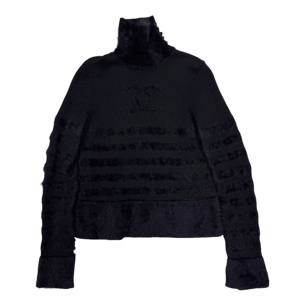 Chanel Black Mohair Turtleneck Sweater