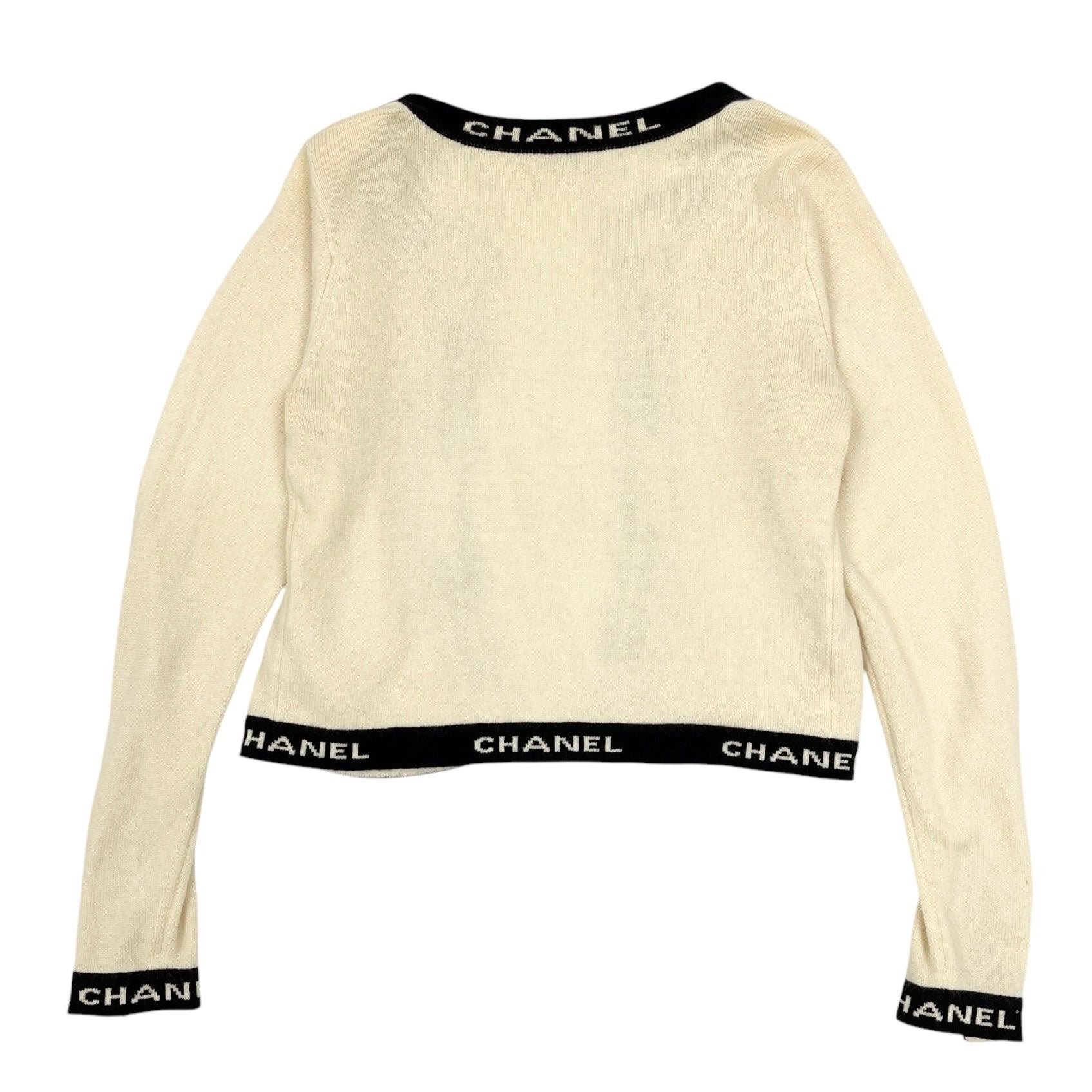 Chanel White Trim Logo Cardigan – Treasures of NYC