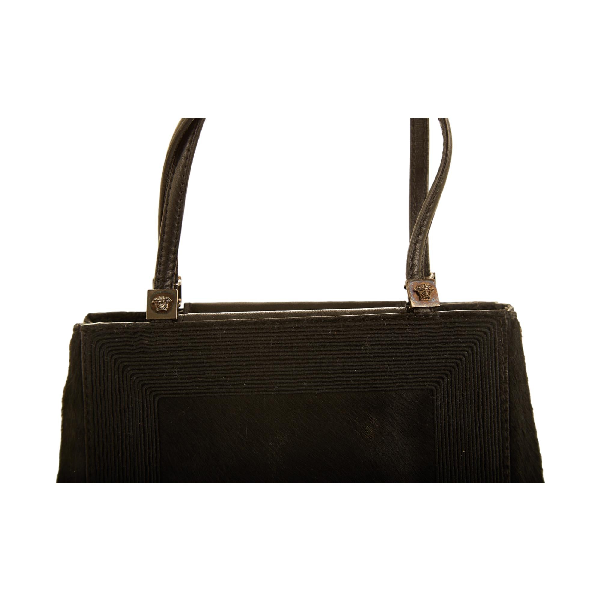 Versace Black Pony Hair/ Satin Mini Bag