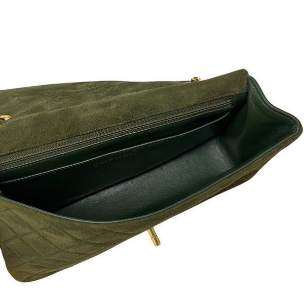 Chanel Olive Suede Flap Bag