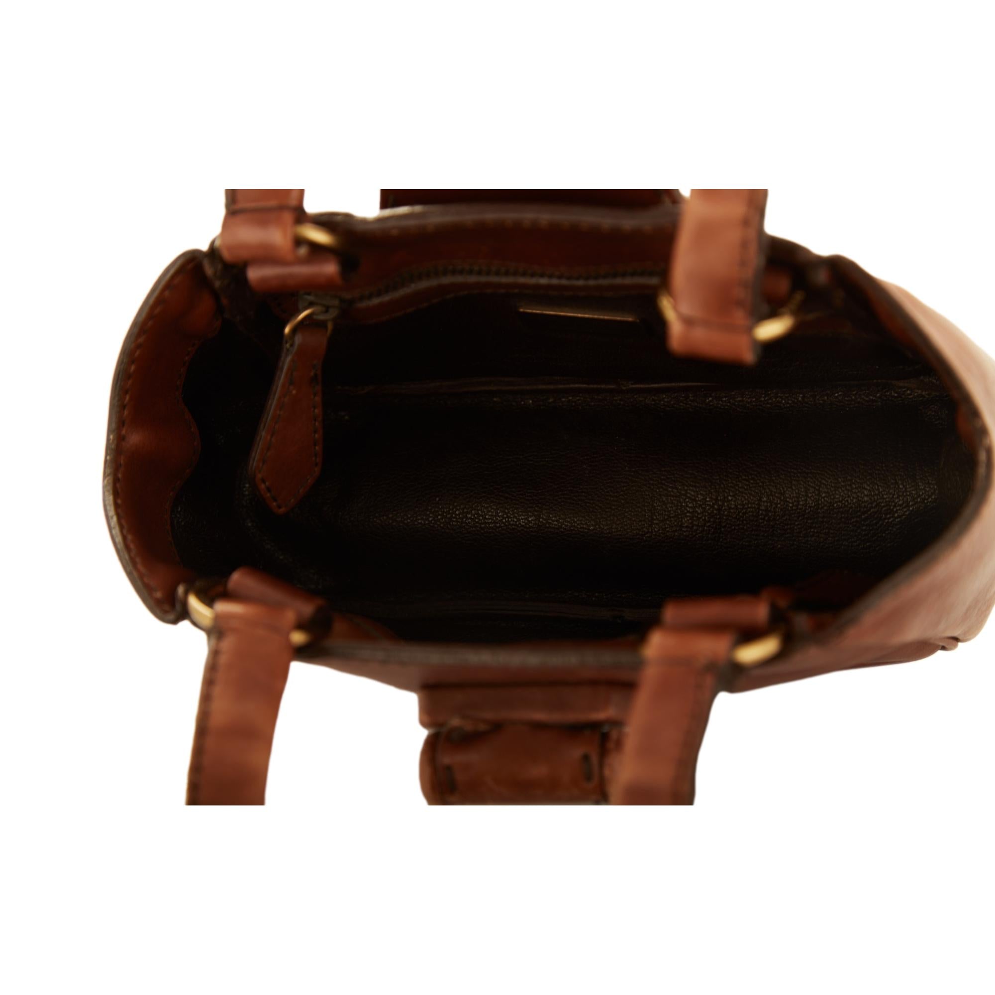 Prada Mini Brown Leather Toggle Bag