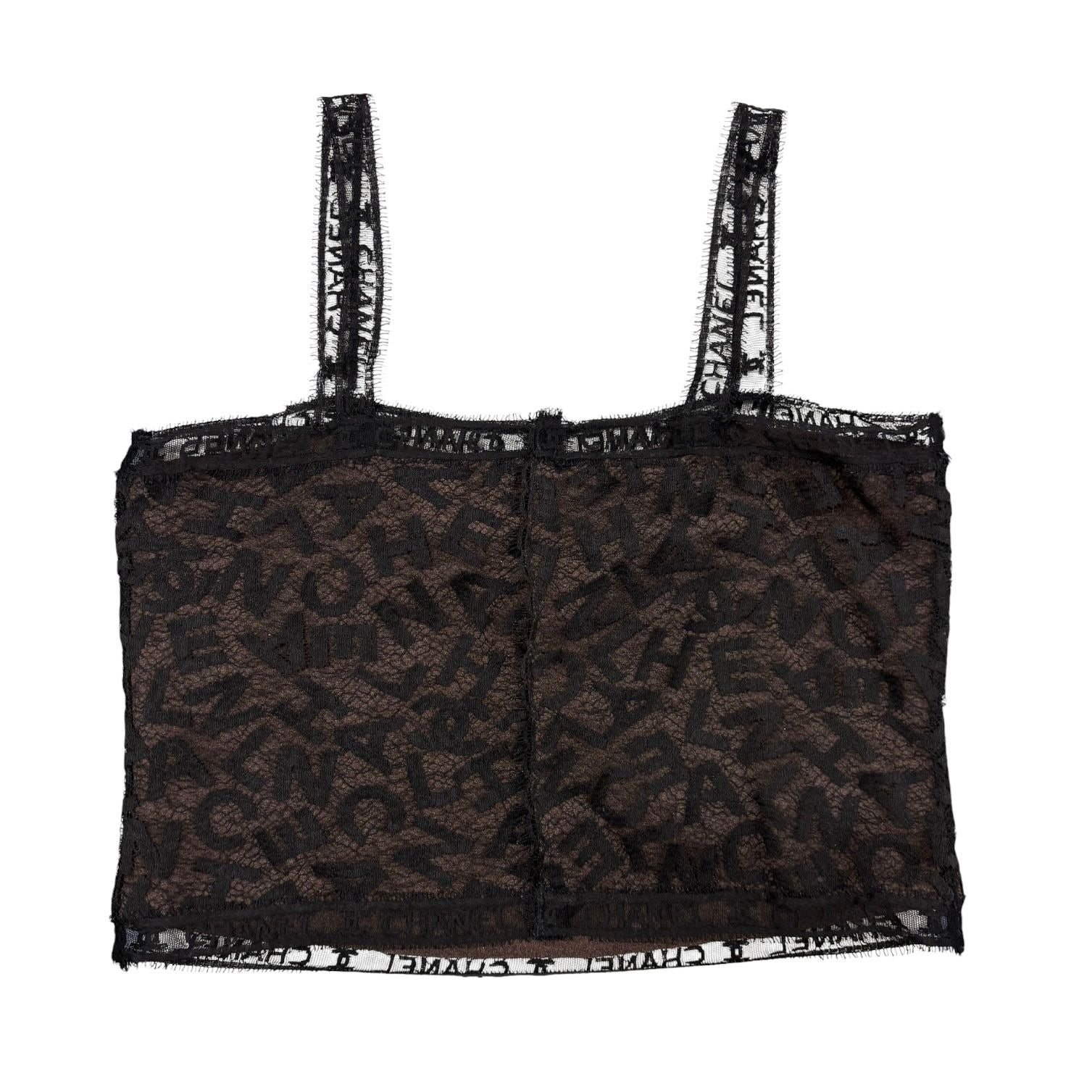 Chanel Black Lace Logo Tank