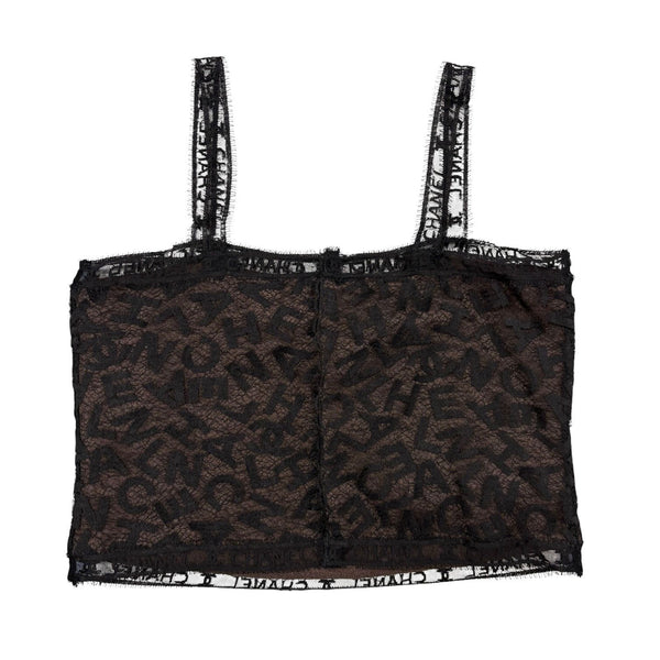 Chanel Black Lace Logo Tank