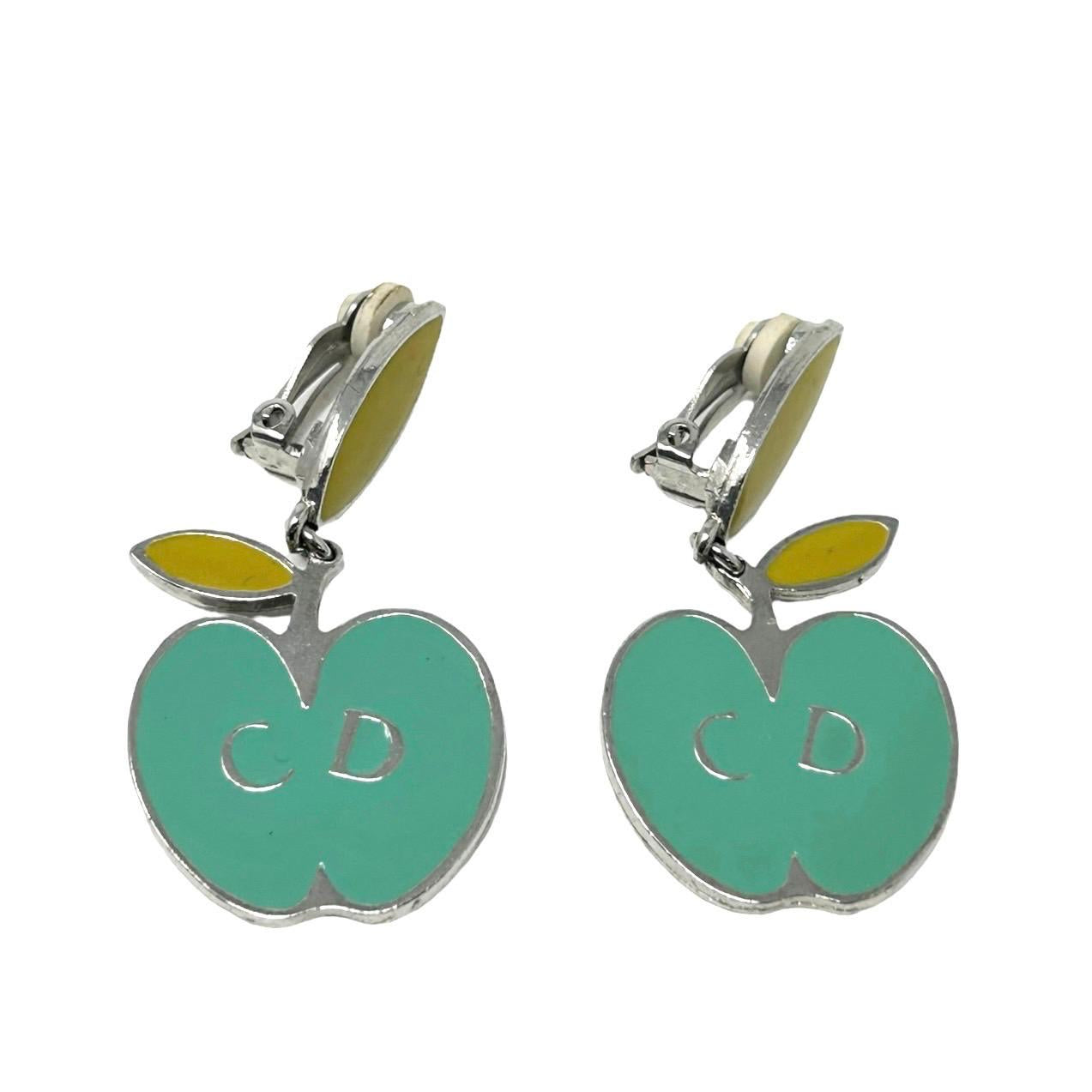 Dior Turquoise Large Apple Logo Earrings