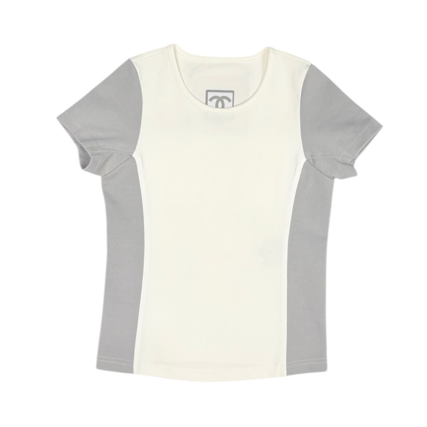 Chanel Two Tone Logo Short Sleeve Top