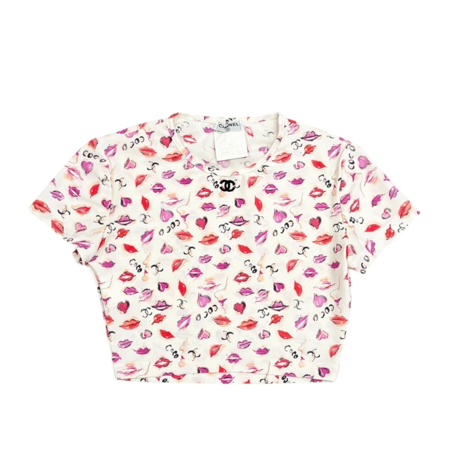 Chanel Lips Logo Crop Top