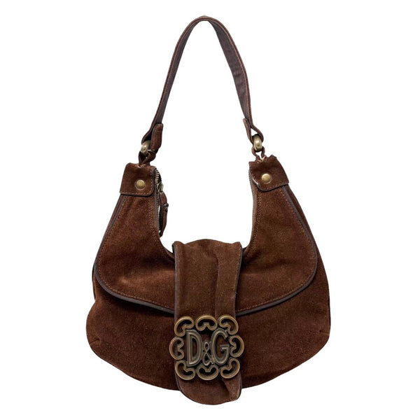 Dolce & Gabbana Brown Suede Shoulder Bag
