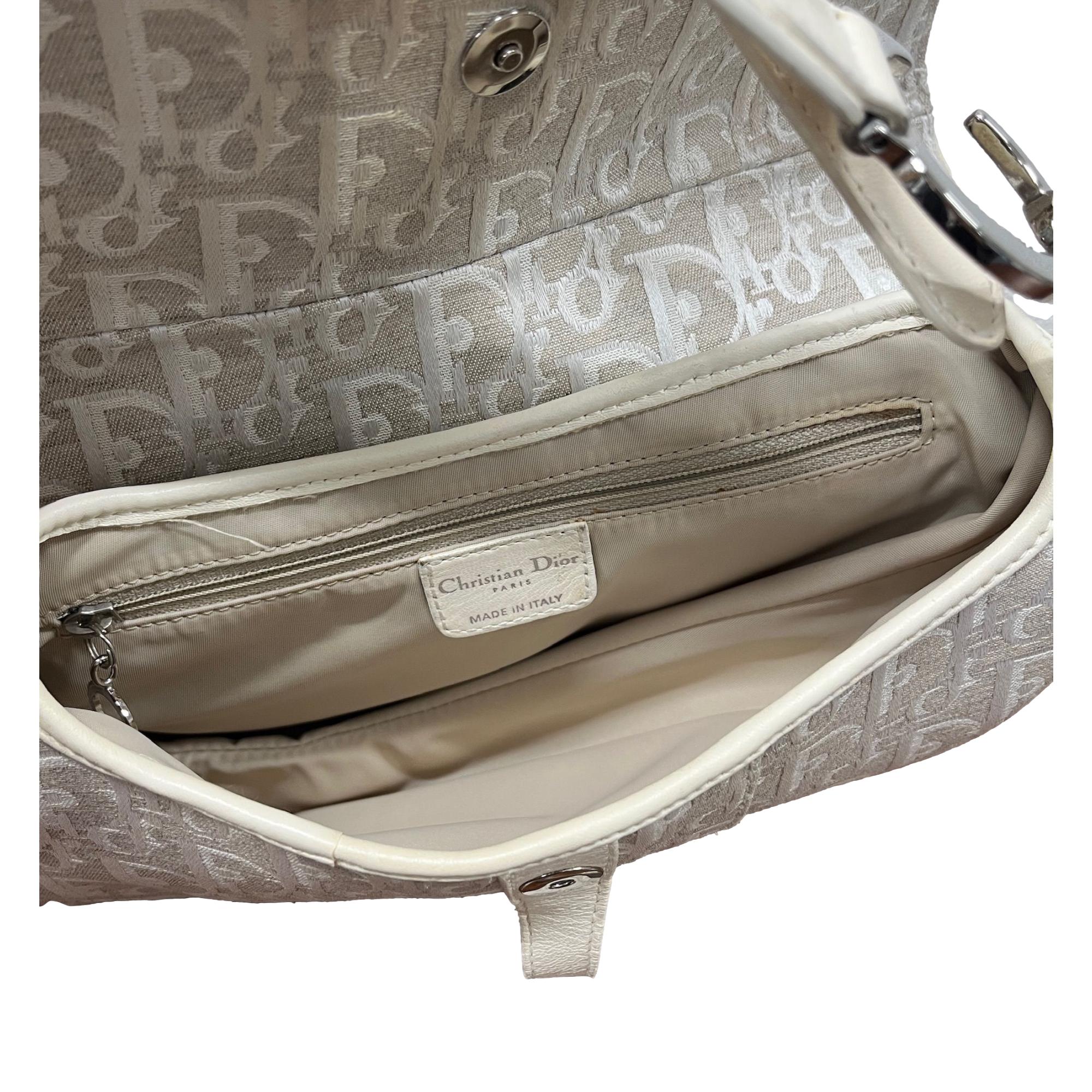 Dior Ivory Logo Saddle Bag