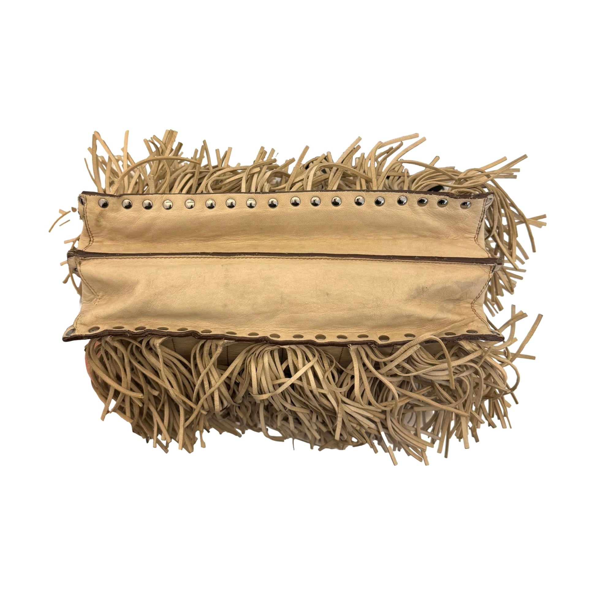 Prada Ivory Small Fringe Leather Shoulder Bag